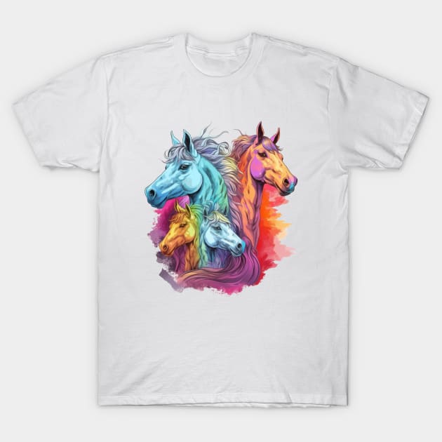 Four Horses colorful T-Shirt by hippohost